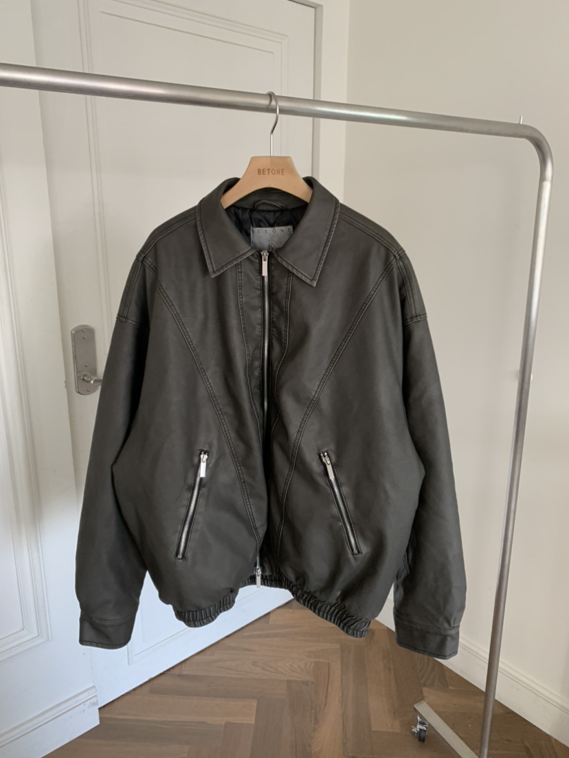 BETONE韓國直郵㊣女裝新品真品時尚25秋冬人氣夾克皮革絎縫BETONE夾克圖色2