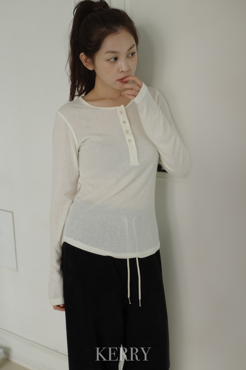 KERRY東大門㊣直郵女士新品真品熱賣長袖T恤安哥拉羊毛紐扣KERRY長袖T恤