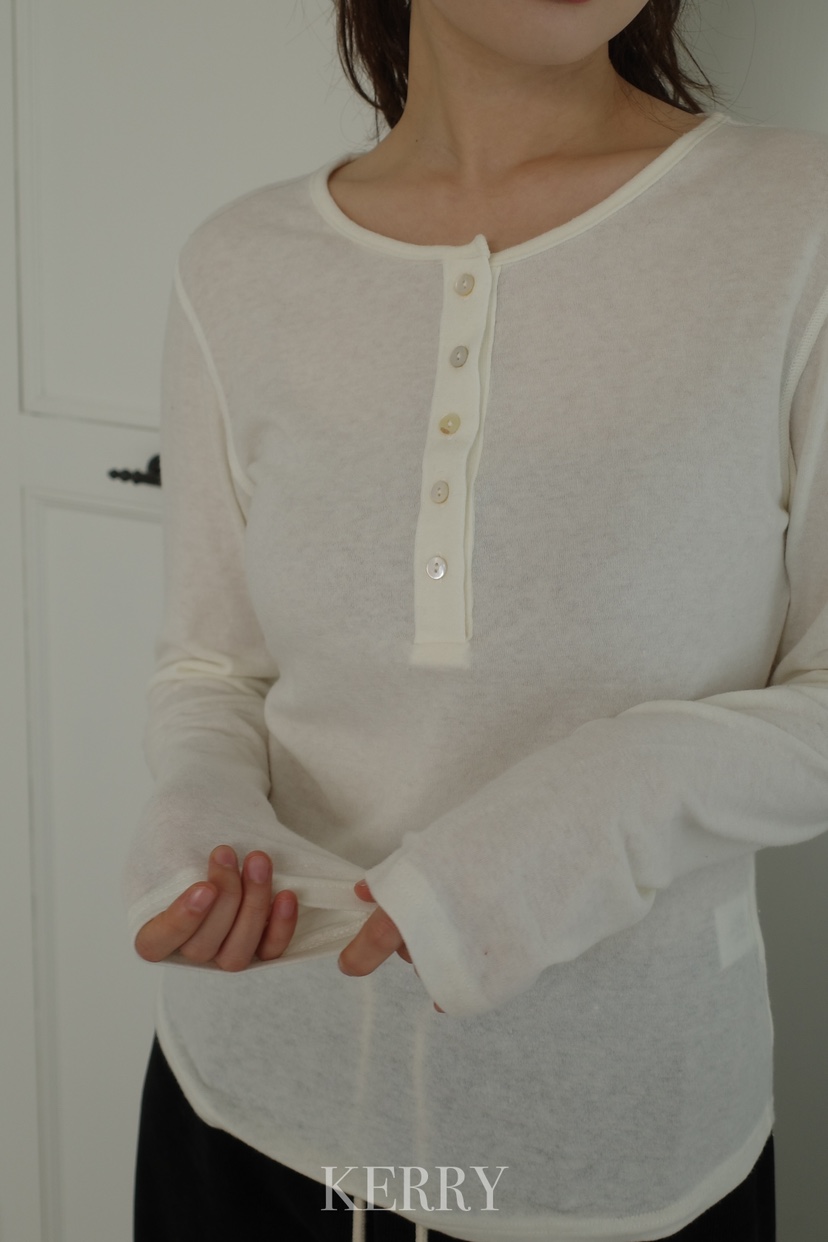 KERRY東大門㊣直郵女士新品真品熱賣長袖T恤安哥拉羊毛紐扣KERRY長袖T恤