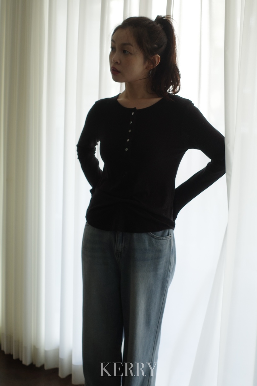 KERRY東大門㊣直郵女士新品真品熱賣長袖T恤安哥拉羊毛紐扣KERRY長袖T恤