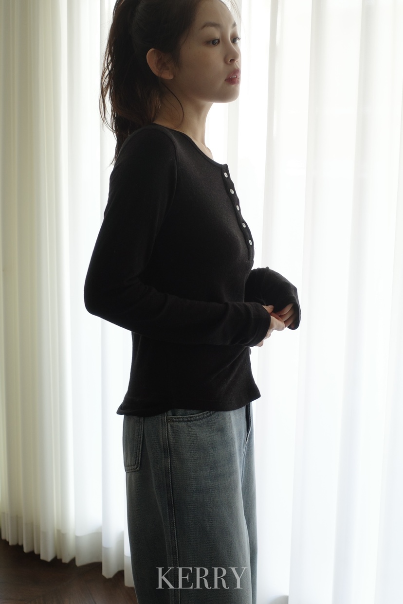 KERRY東大門㊣直郵女士新品真品熱賣長袖T恤安哥拉羊毛紐扣KERRY長袖T恤