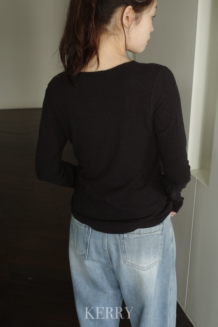 KERRY東大門㊣直郵女士新品真品熱賣長袖T恤安哥拉羊毛紐扣KERRY長袖T恤