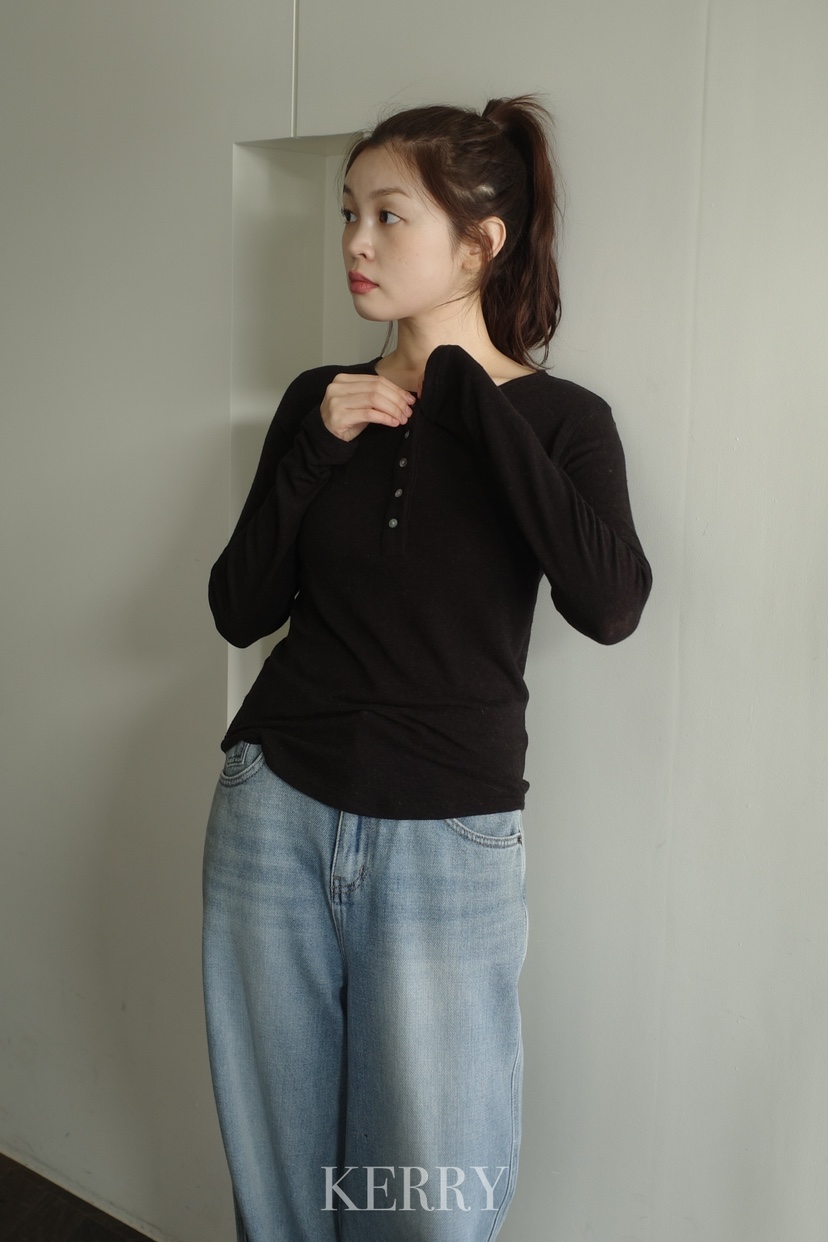 KERRY東大門㊣直郵女士新品真品熱賣長袖T恤安哥拉羊毛紐扣KERRY長袖T恤