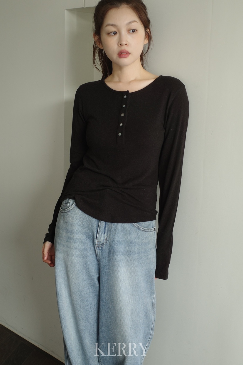 KERRY東大門㊣直郵女士新品真品熱賣長袖T恤安哥拉羊毛紐扣KERRY長袖T恤