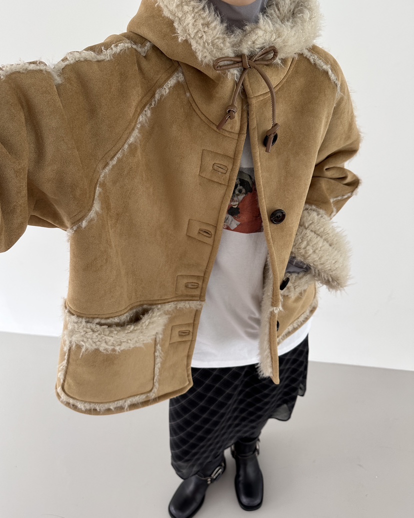 HOWDY東大門㊣實拍女裝新品時尚人氣25秋冬真品推薦短款大衣howdy短款大衣