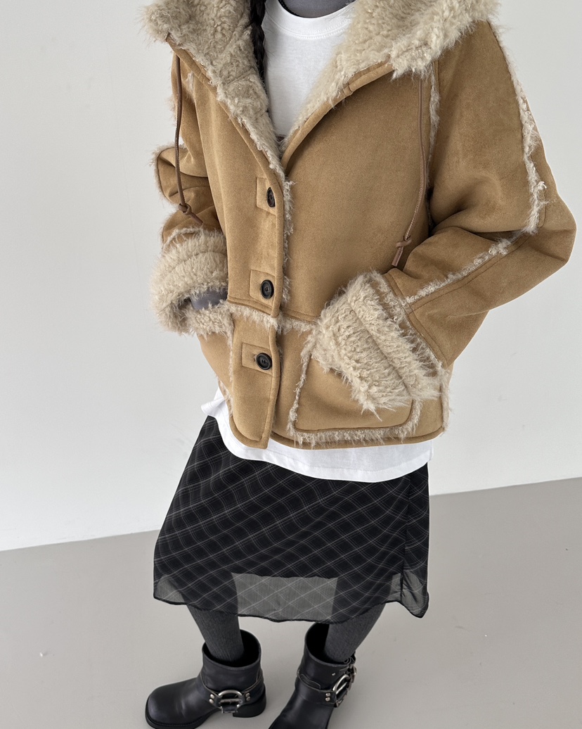 HOWDY東大門㊣實拍女裝新品時尚人氣25秋冬真品推薦短款大衣howdy短款大衣