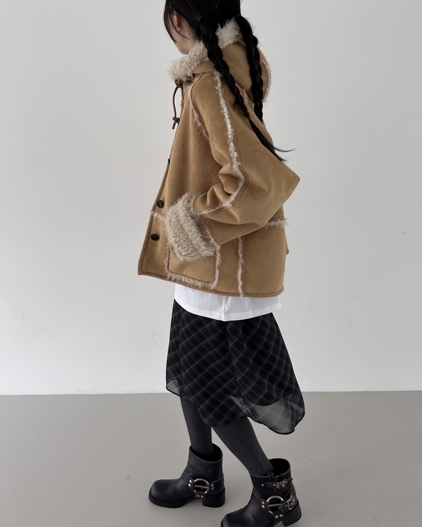 HOWDY東大門㊣實拍女裝新品時尚人氣25秋冬真品推薦短款大衣howdy短款大衣