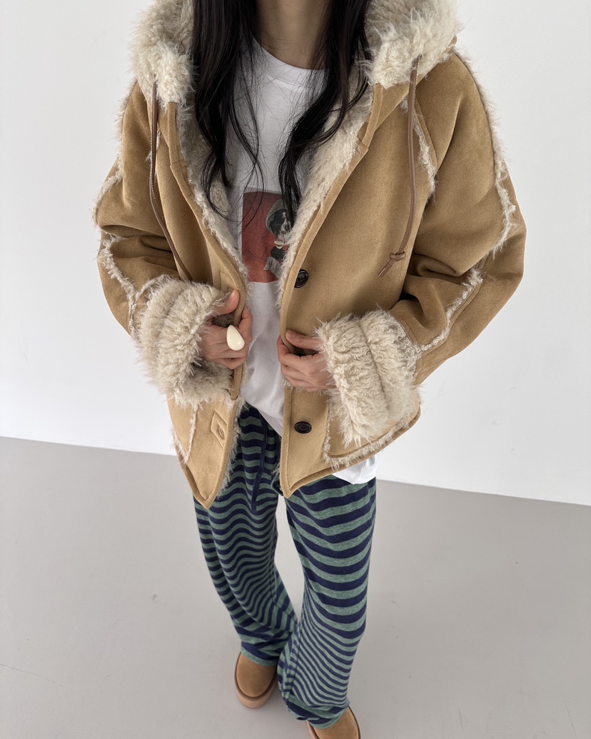 HOWDY東大門㊣實拍女裝新品時尚人氣25秋冬真品推薦短款大衣howdy短款大衣