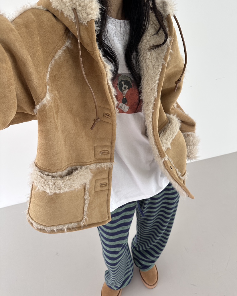 HOWDY東大門㊣實拍女裝新品時尚人氣25秋冬真品推薦短款大衣howdy短款大衣