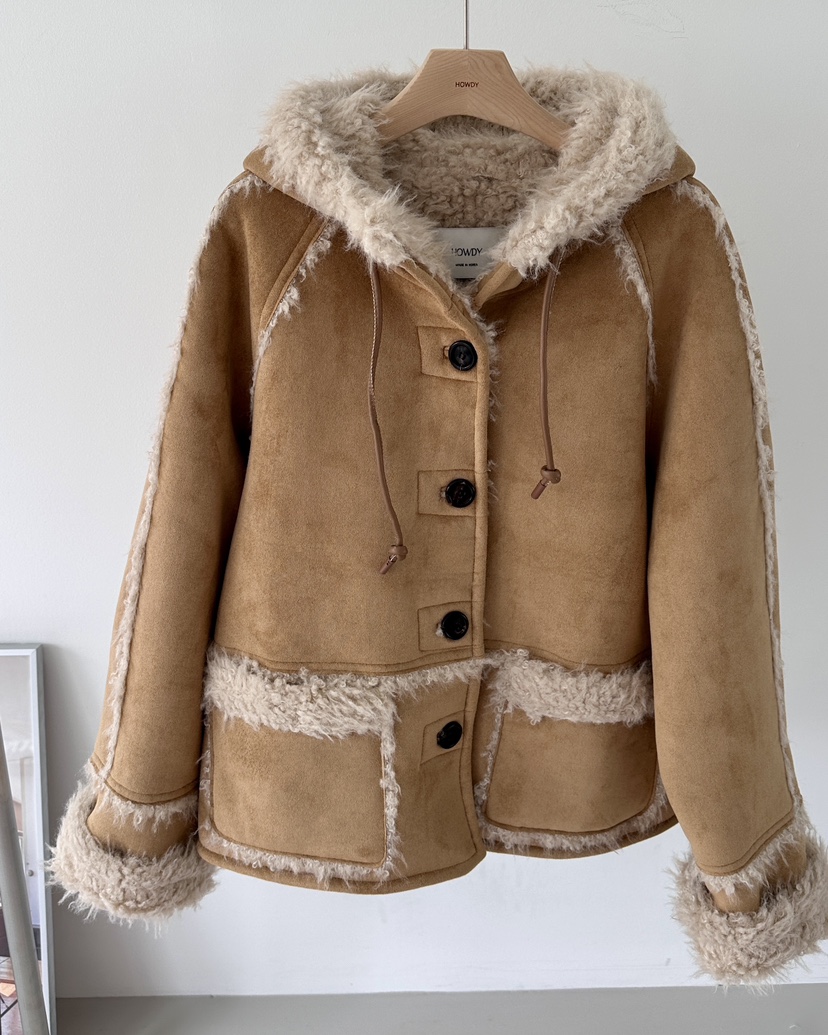 HOWDY東大門㊣實拍女裝新品時尚人氣25秋冬真品推薦短款大衣howdy短款大衣