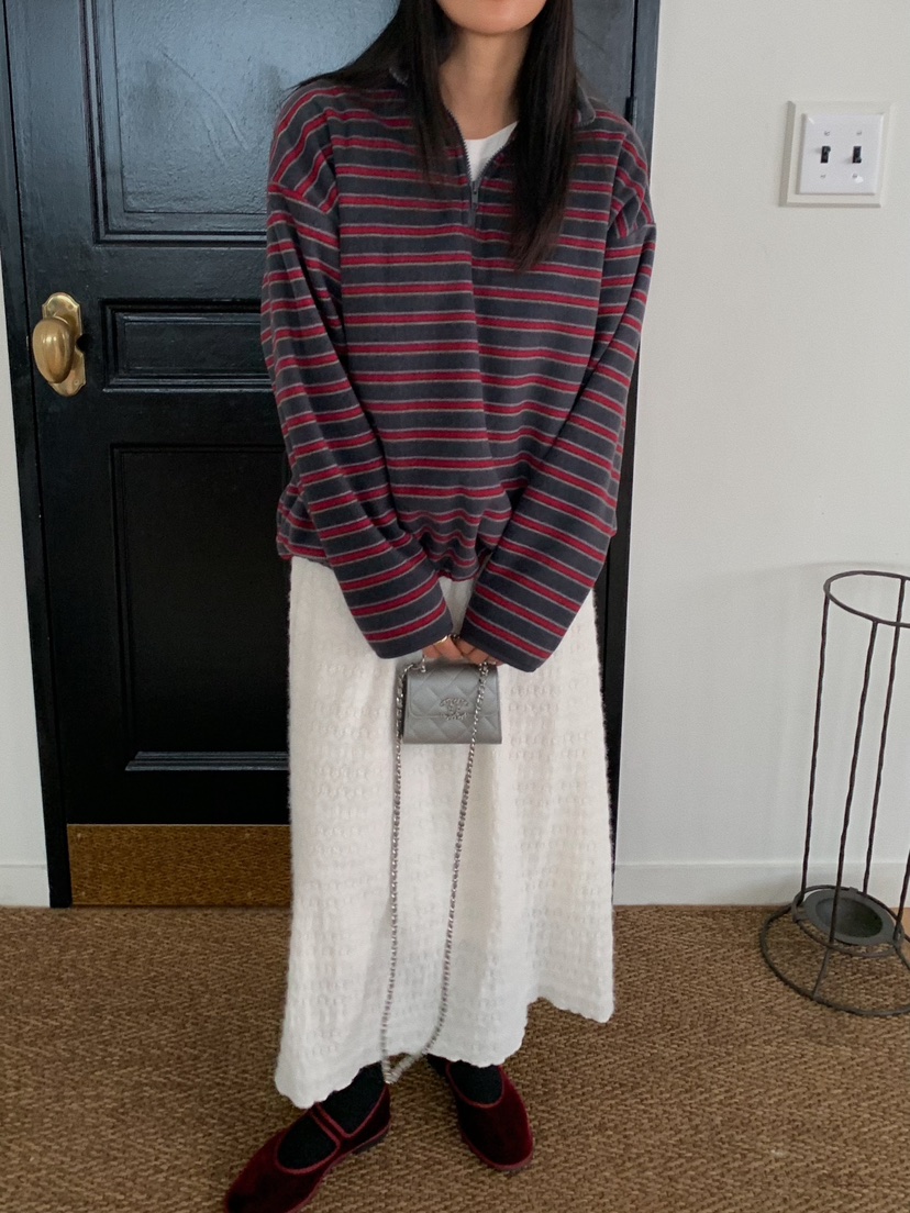 CAMEL-P東大門㊣實拍女士新款真品長裙條紋Came_l 家長裙