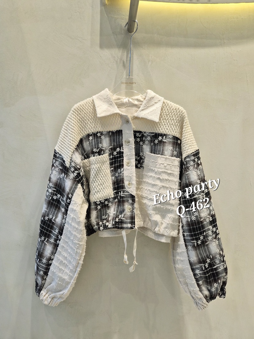 ECHOPARTY韓國代購㊣女士新品人氣時尚職業25秋冬休閑夾克絎縫ECHOPARTY夾克圖色2