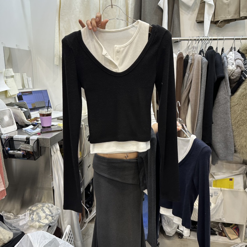 BILLION-L東大門㊣代購女士新品推薦休閑人氣職業時尚長袖T恤BILLION-L長袖T恤圖色5黑色