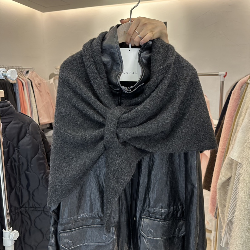 FLORAL東大門㊣代購女士新款人氣25秋冬休閑職業圍巾披肩披肩FLORAL圍巾/披肩圖色2墨色