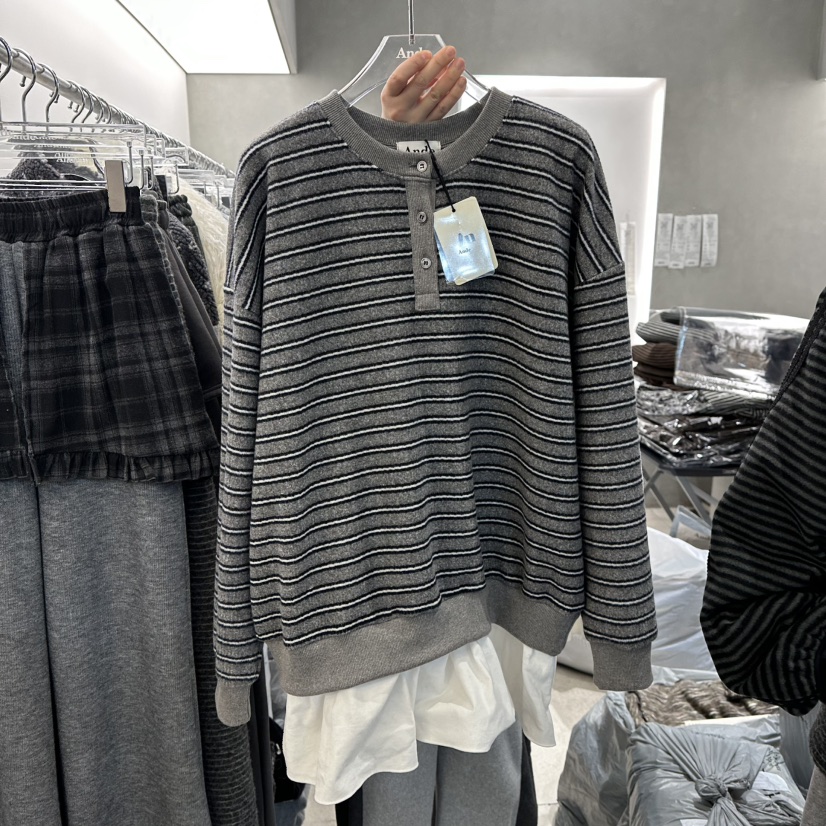 ANDE韓國代購㊣女裝新品時尚休閑推薦人氣25秋冬熱賣職業衛衣Ande衛衣圖色2