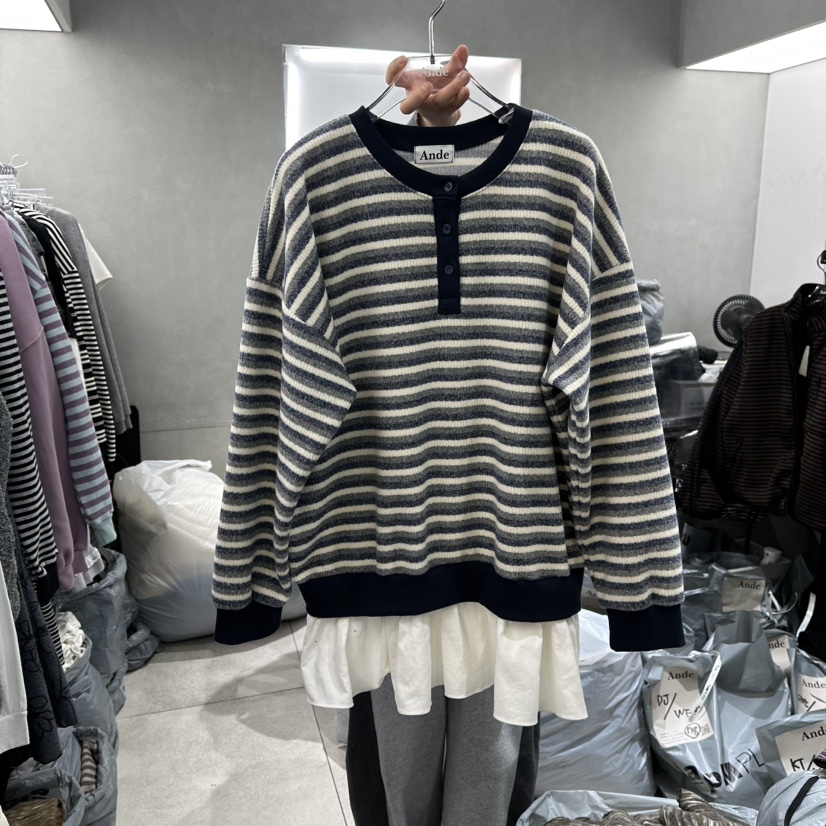 ANDE韓國代購㊣女裝新品時尚休閑推薦人氣25秋冬熱賣職業衛衣Ande衛衣圖色3