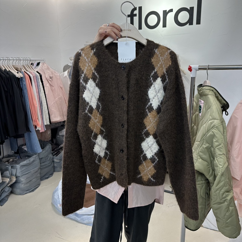 FLORAL韓國代購㊣女士新品職業時尚熱賣25秋冬毛衣不含腰帶FLORAL毛衣圖色3