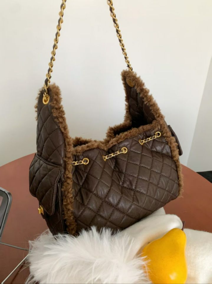 TROUVAILLE韓國直郵㊣女士新款休閑推薦時尚手拿包腋下包毛皮TROUVAILLE手拿包/腋下包