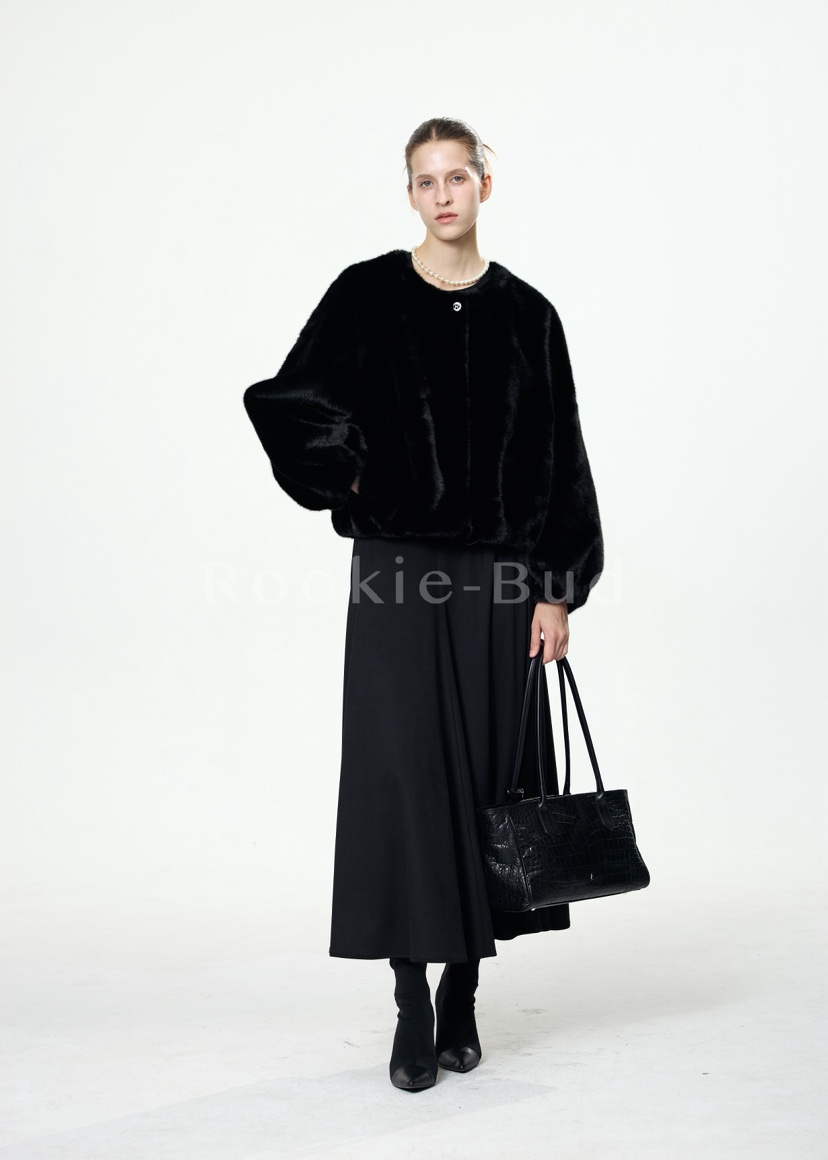 ROOKIE BUD東大門㊣代購女裝新款25秋冬熱賣推薦短款大衣皮草ROOKIE BUD-L短款大衣