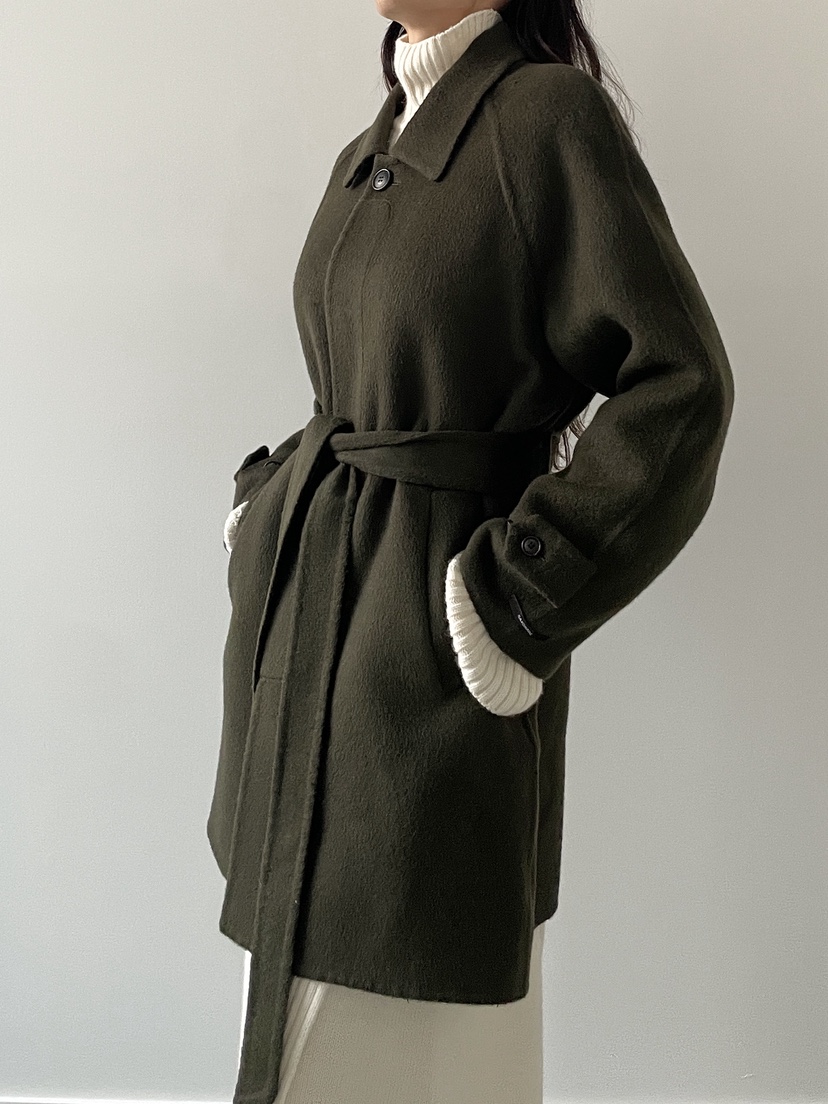 MILUI東大門㊣直郵女裝新品熱賣職業推薦25秋冬中長款大衣含腰帶MILUI中長款大衣