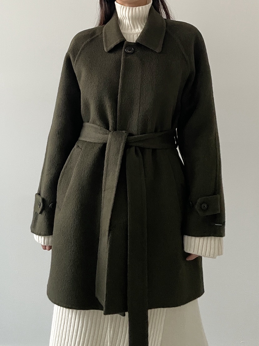 MILUI東大門㊣直郵女裝新品熱賣職業推薦25秋冬中長款大衣含腰帶MILUI中長款大衣