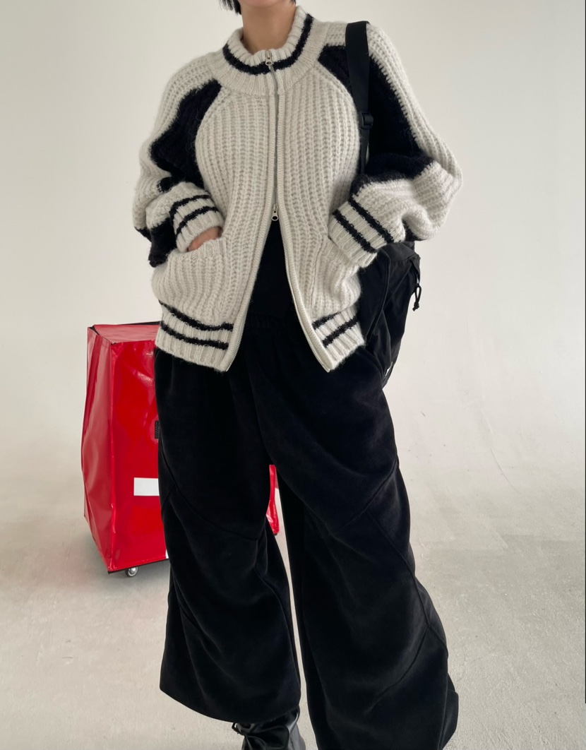 REIZ韓國代購㊣女裝新款時尚熱賣25秋冬推薦人氣休閑毛衣羊駝REIZ毛衣