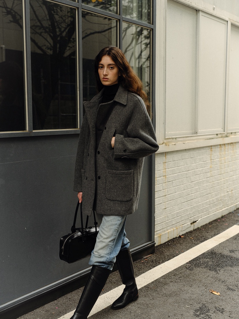 BAIE OUD/OFCEDRE韓國代購㊣女裝新款25秋冬中長款大衣羊毛雙層BAIE OUD/OFCEDRE中長款大衣