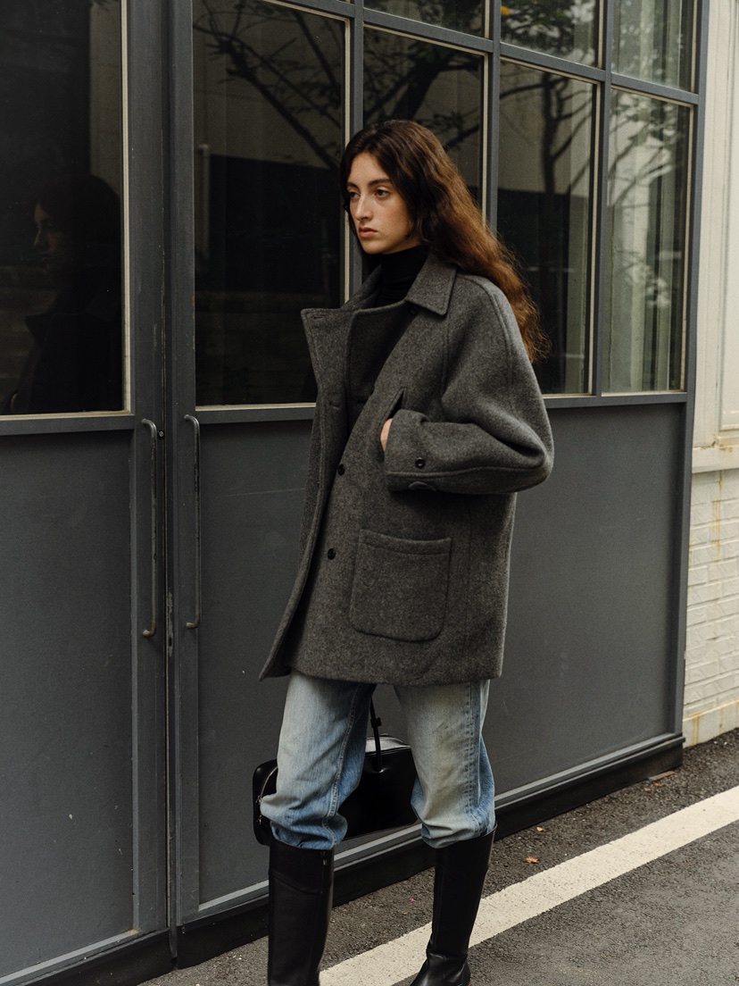 BAIE OUD/OFCEDRE韓國代購㊣女裝新款25秋冬中長款大衣羊毛雙層BAIE OUD/OFCEDRE中長款大衣