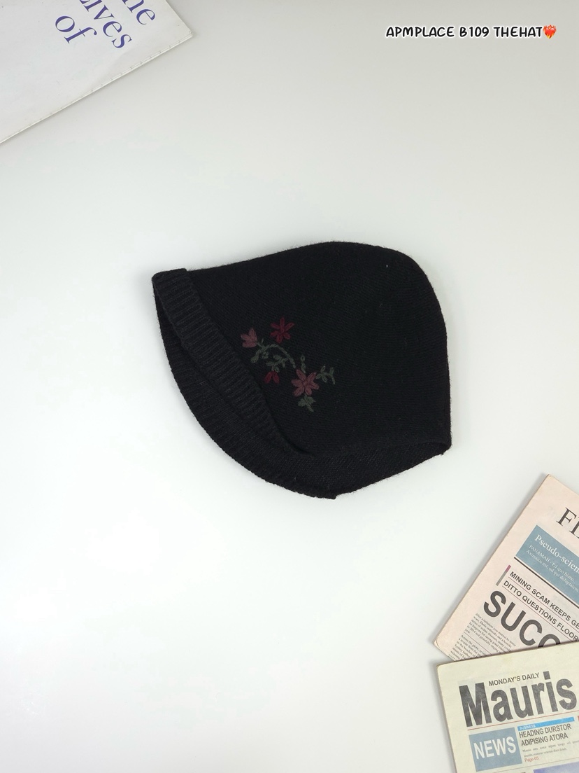 THE HAT-P東大門㊣實拍女裝新品推薦25秋冬熱賣職業帽子繡花THE HAT帽子圖色2