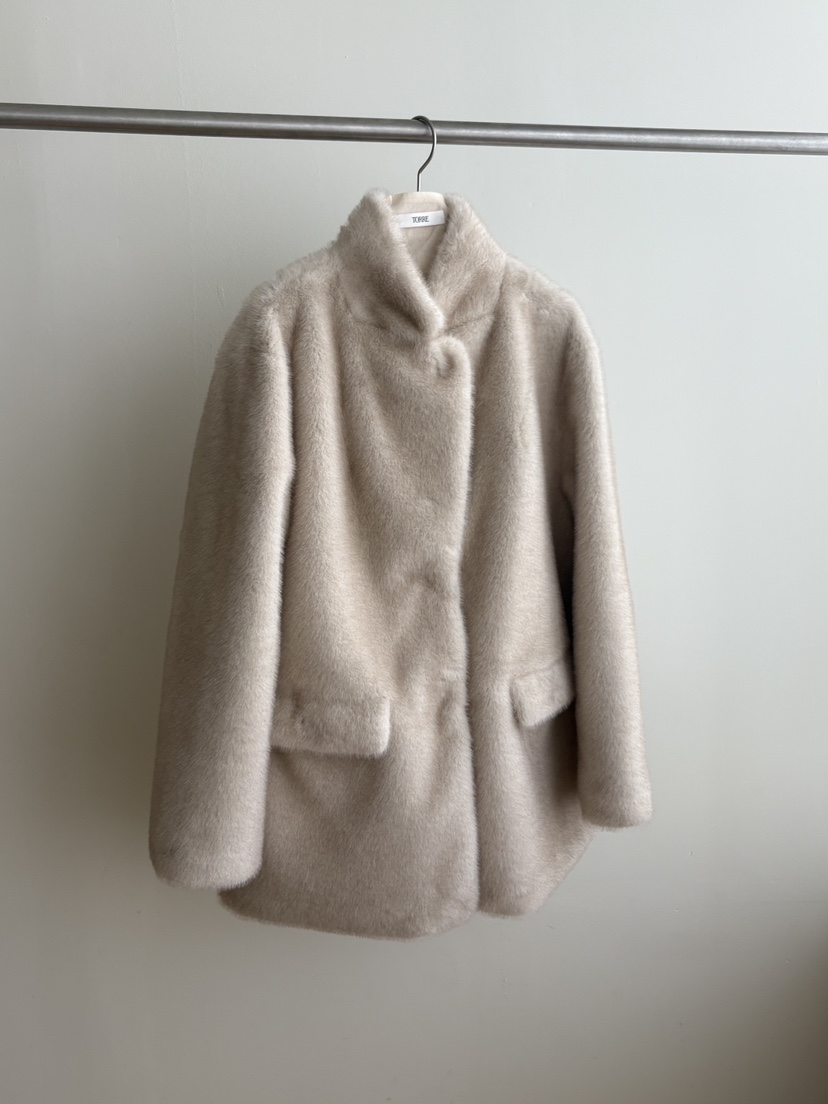 TORRE東大門㊣代購女士新品25秋冬推薦人氣休閑短款大衣貂皮TORRE短款大衣圖色1