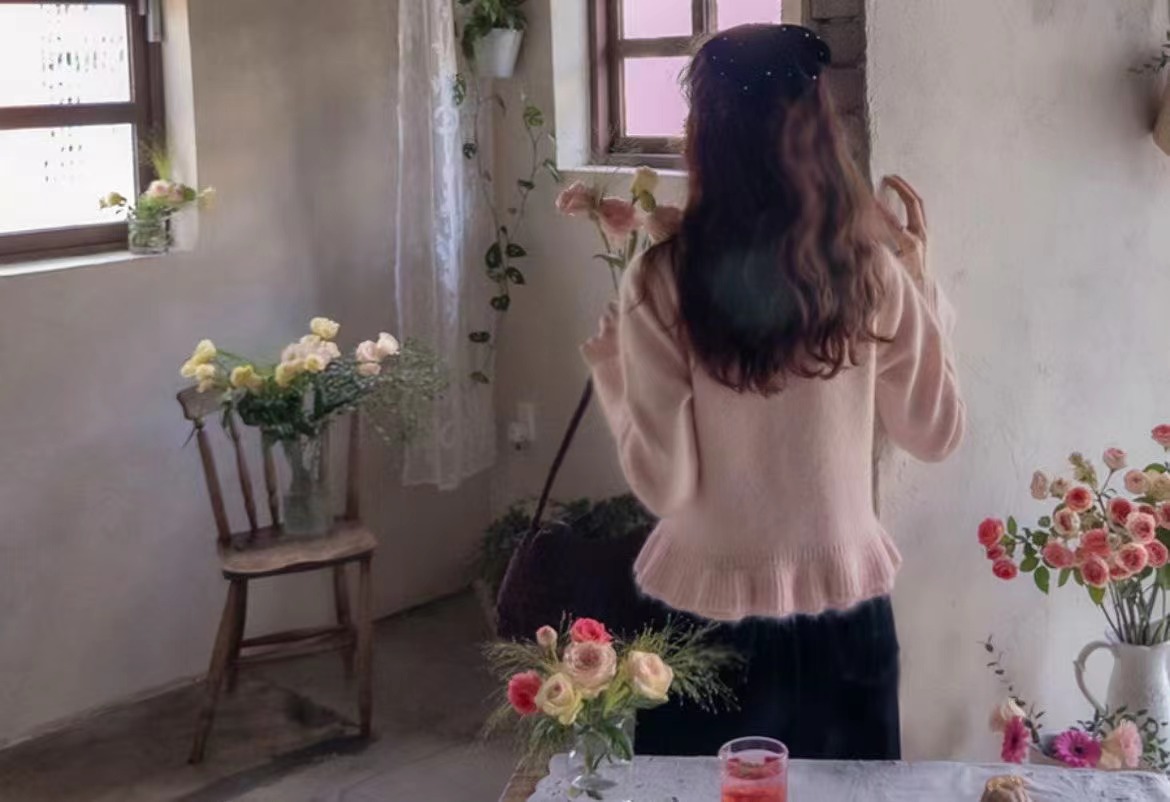 AGAIN US東大門㊣直郵女士新款人氣時尚推薦針織衫荷葉邊開衫AGAIN US針織衫