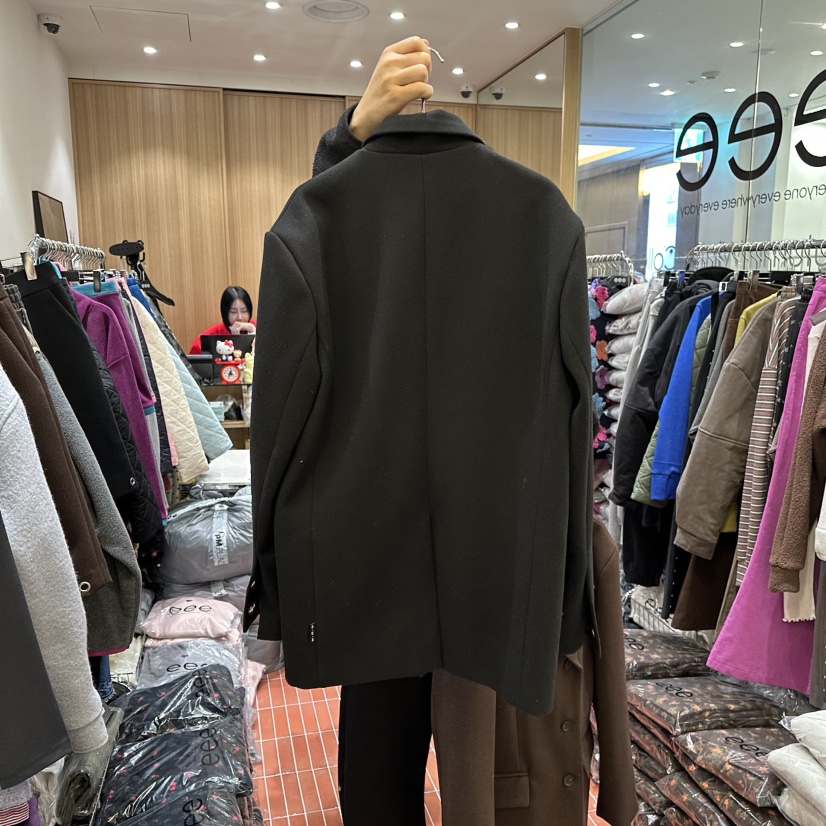 E/E/E東大門㊣代購女士新品人氣推薦時尚25秋冬短款大衣羊毛E/E/E短款大衣