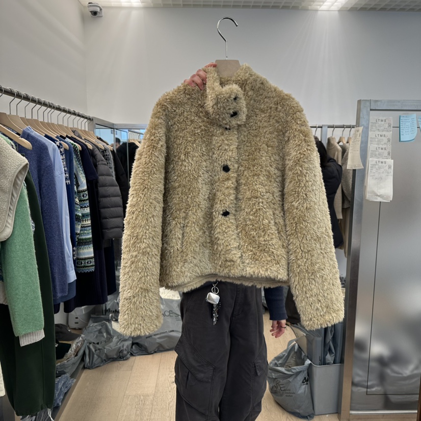 LTMS韓國代購㊣女士新款時尚職業熱賣25秋冬休閑短款大衣皮草LTMS短款大衣圖色1