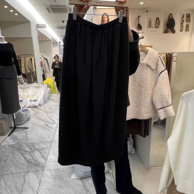 AFTERGLOW東大門㊣代購女裝新品推薦人氣休閑25秋冬長裙羊毛AFTERGLOW長裙