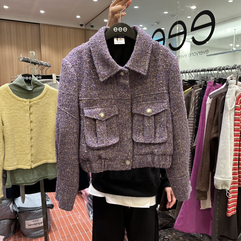 E/E/E東大門㊣代購女士新款人氣休閑25秋冬熱賣職業推薦夾克E/E/E夾克圖色1