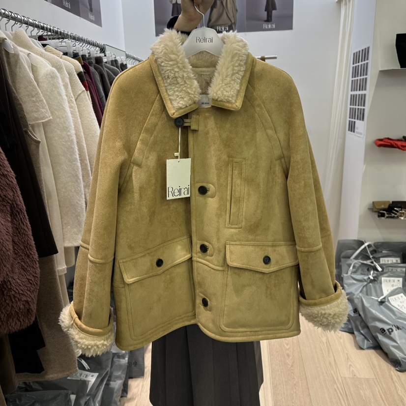 REIRAI韓國代購㊣女裝新款25秋冬休閑熱賣時尚人氣短款大衣Reirai短款大衣圖色1