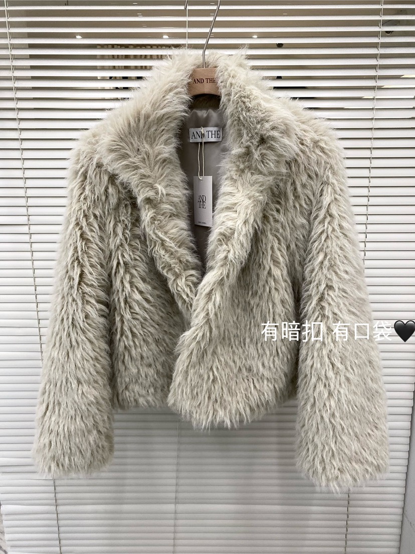 AND THE韓國代購㊣女裝新品人氣熱賣休閑推薦時尚短款大衣AND THE短款大衣圖色1