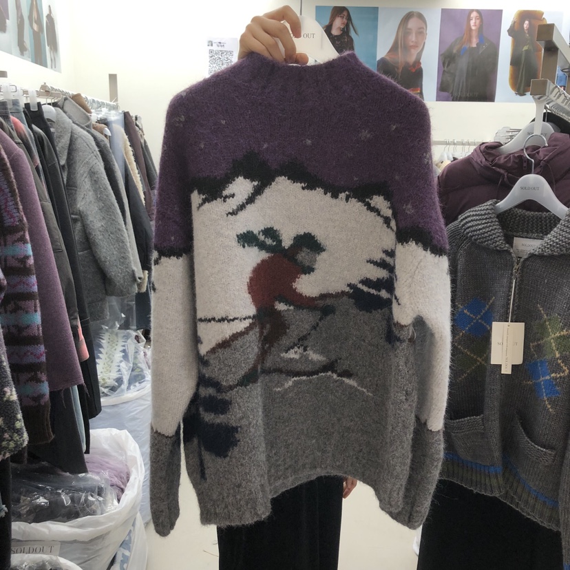 SOLD OUT韓國直郵㊣女士新款熱賣休閑人氣25秋冬毛衣手工羊毛SOLD OUT毛衣圖色2