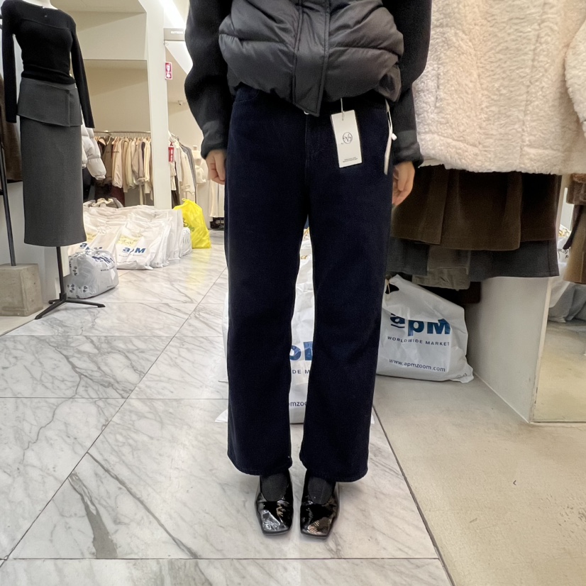 AFTERGLOW韓國代購㊣女士新款職業休閑25秋冬推薦牛仔褲貂皮AFTERGLOW牛仔褲圖色1