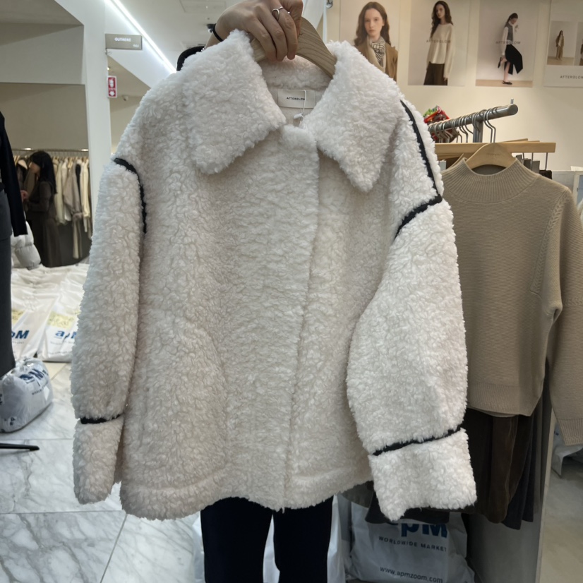 AFTERGLOW韓國直郵㊣女士新品職業熱賣時尚推薦短款大衣毛皮AFTERGLOW短款大衣圖色1