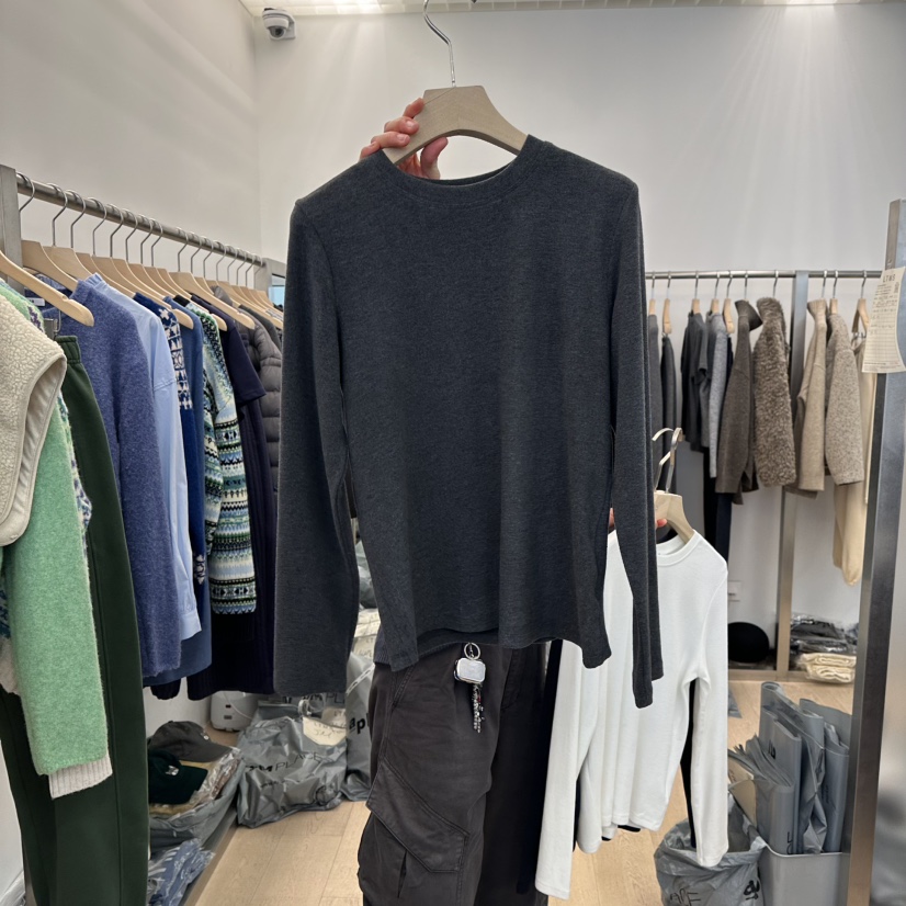 LTMS韓國代購㊣女士新款人氣25秋冬熱賣時尚職業休閑長袖T恤LTMS長袖T恤圖色4墨色