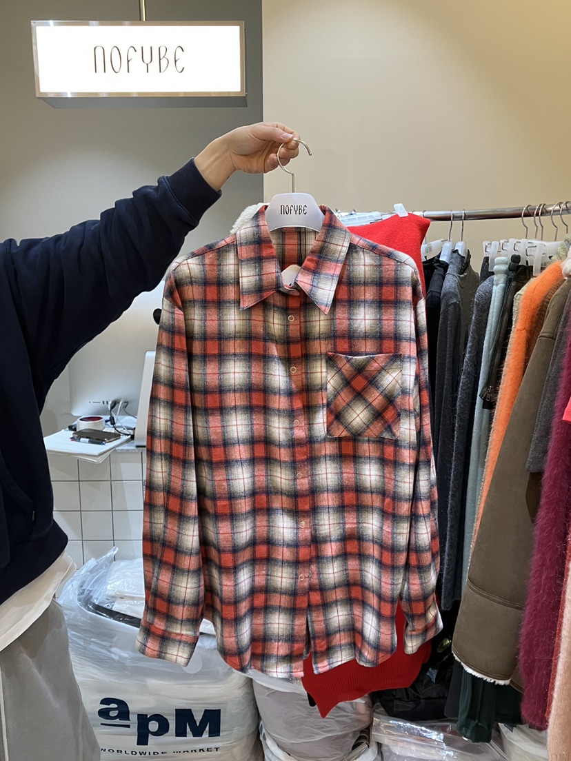 NOFYBE東大門㊣代購女裝新品推薦職業人氣25秋冬襯衫蕾絲衫格紋NOFYBE襯衫/蕾絲衫圖色2