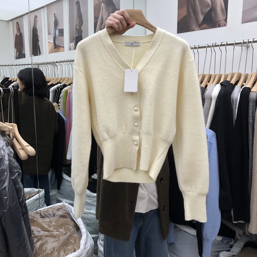 MOI-A韓國直郵㊣女裝新品休閑時尚熱賣針織衫羊絨開衫燈籠MOI-A針織衫圖色1