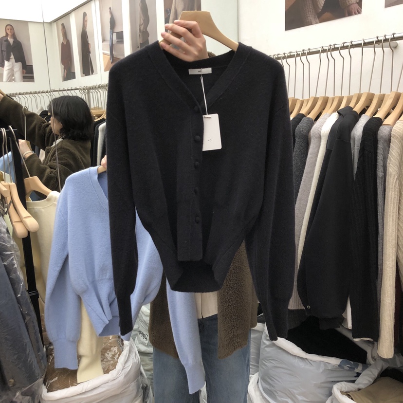 MOI-A韓國直郵㊣女裝新品休閑時尚熱賣針織衫羊絨開衫燈籠MOI-A針織衫圖色3