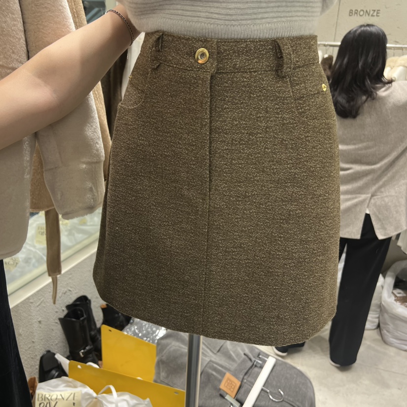 BRONZE東大門㊣實拍女士新品時尚人氣休閑25秋冬職業短裙羊毛BRONZE短裙圖色1