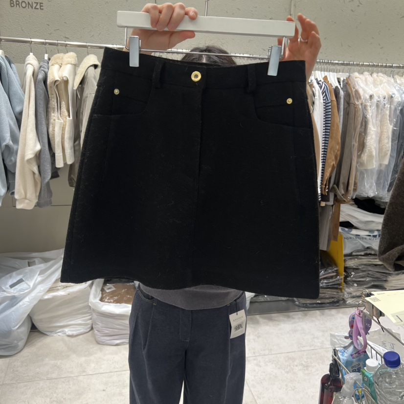 BRONZE東大門㊣實拍女士新品時尚人氣休閑25秋冬職業短裙羊毛BRONZE短裙圖色2