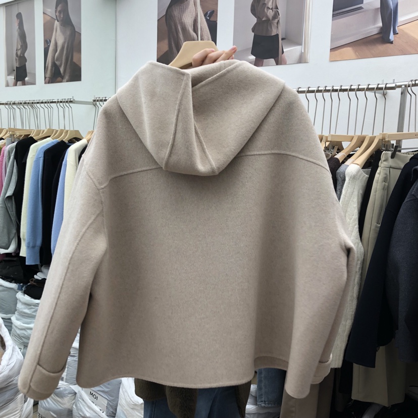 MOI-A韓國代購㊣女士新品休閑熱賣推薦時尚人氣短款大衣兜帽MOI-A短款大衣