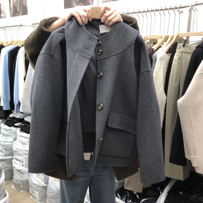 MOI-A韓國代購㊣女士新品休閑熱賣推薦時尚人氣短款大衣兜帽MOI-A短款大衣圖色2