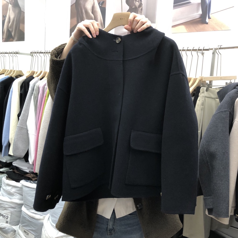 MOI-A韓國代購㊣女士新品休閑熱賣推薦時尚人氣短款大衣兜帽MOI-A短款大衣圖色3