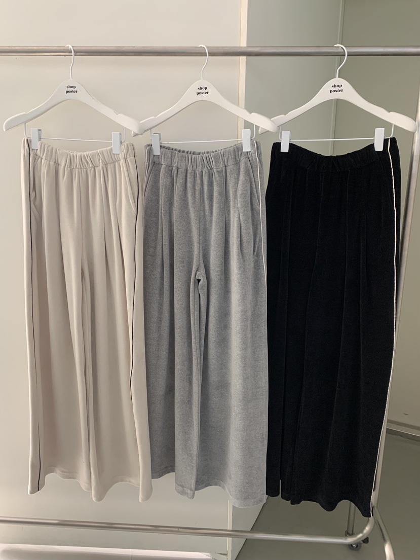 SHOP POSTER東大門㊣代購女裝新品休閑推薦休閑褲天鵝絨褶裥SHOP_POSTER休閑褲